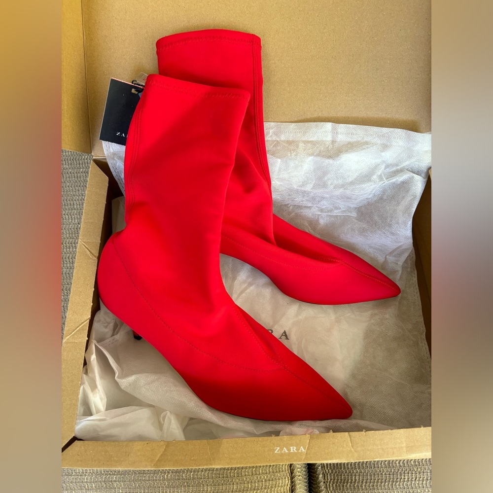 NWT Zara Red Sock Boots EU39